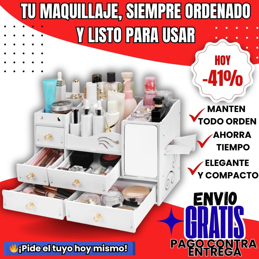 ORGANIZADOR DE MAQUILLAJE TODO EN UNO ¡DISEÑO MODERNO Y SUPER UTIL! ✔