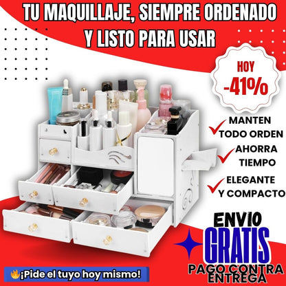 ORGANIZADOR DE MAQUILLAJE TODO EN UNO ¡DISEÑO MODERNO Y SUPER UTIL! ✔