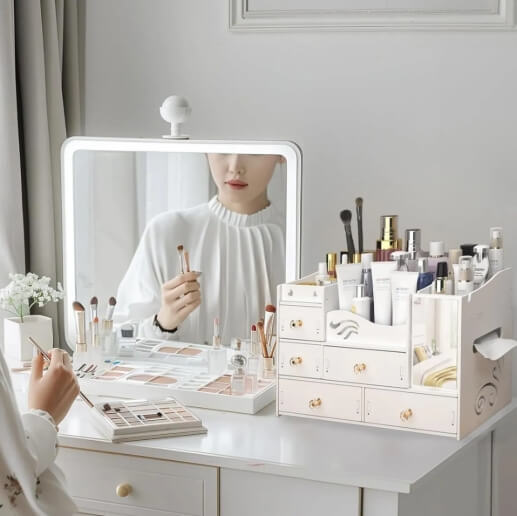 ORGANIZADOR DE MAQUILLAJE TODO EN UNO ¡DISEÑO MODERNO Y SUPER UTIL! ✔