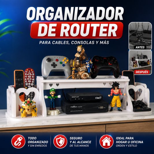 ESTANTE ORGANIZADOR WIFI TODO EN UNO – ¡DISEÑO MODERNO Y RESISTENTE! ✔