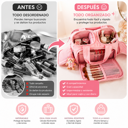 COSMETIQUERA ORGANIZADORA DE 8 COMPARTIMIENTOS – ORGANIZA TODO EN SEGUNDOS 💖