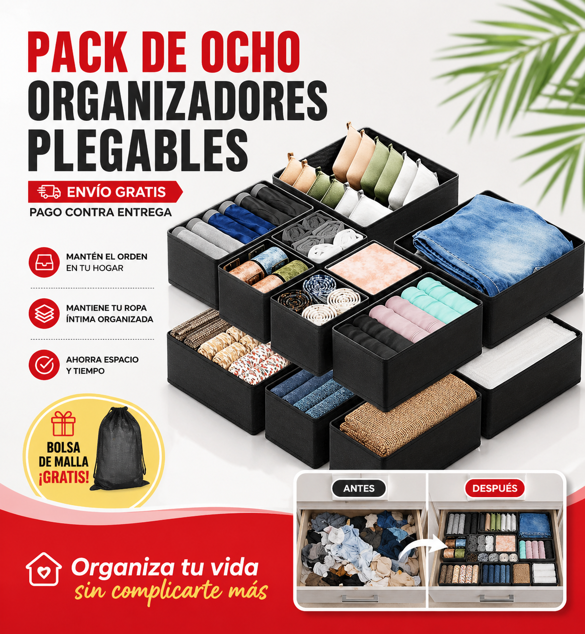 PACK X8 ORGANIZADORES PLEGABLES – Ahorra espacio y elimina el desorden en segundos