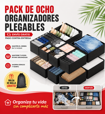 PACK X8 ORGANIZADORES PLEGABLES – Ahorra espacio y elimina el desorden en segundos
