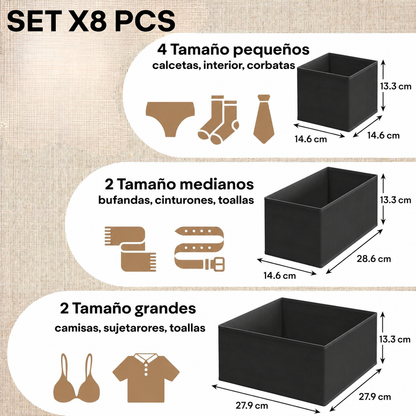 PACK X8 ORGANIZADORES PLEGABLES – Ahorra espacio y elimina el desorden en segundos