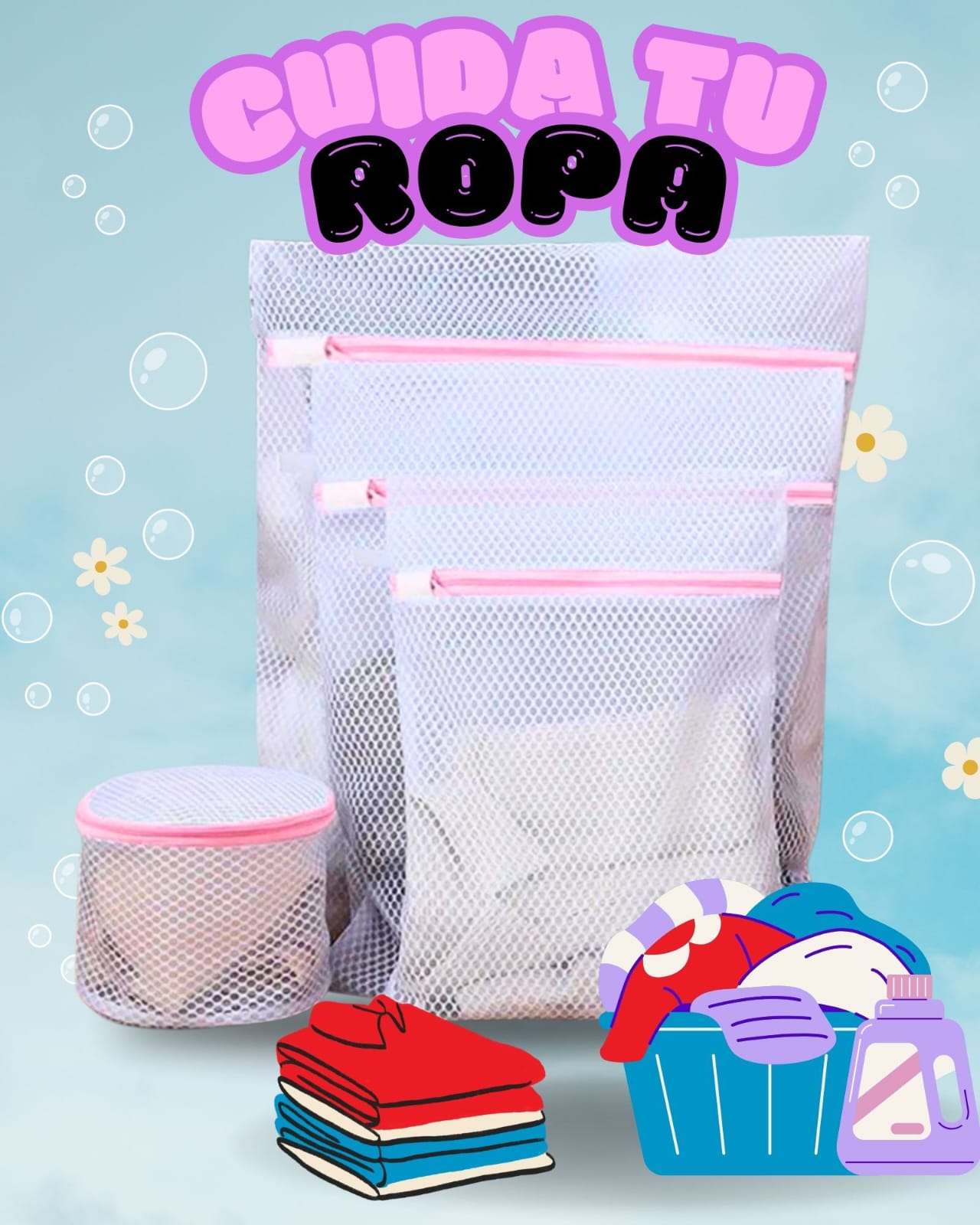 Set X4 Bolsas Malla Fina Para Lavandería ✔