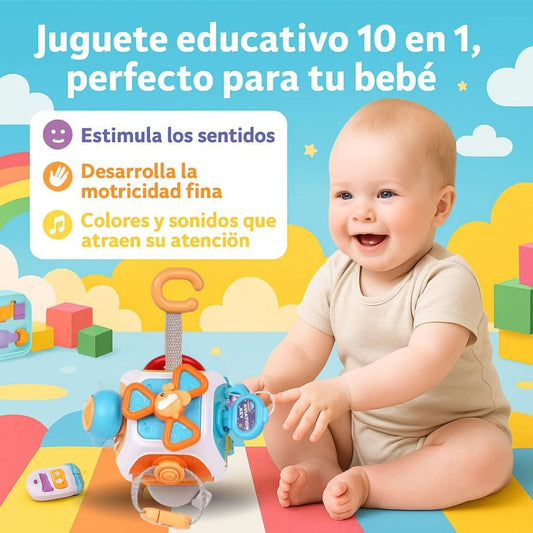 CUBO SENSORIAL DIDACTICO 10 EN 1 DIVERSIÓN GARANTIZADA