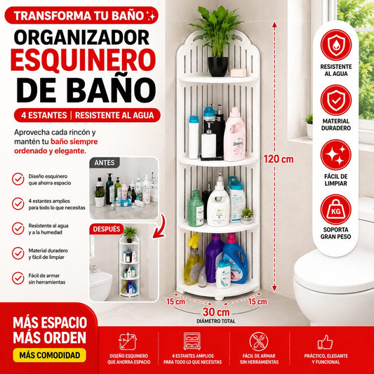 Organizador Esquinero de Baño 4 Niveles Premium ✔