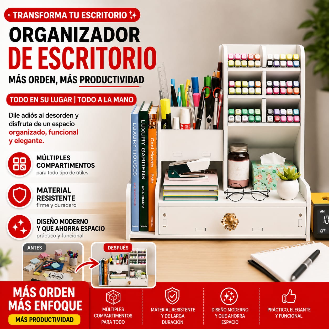 Organizador de Escritorio Multifuncional Premium ✔
