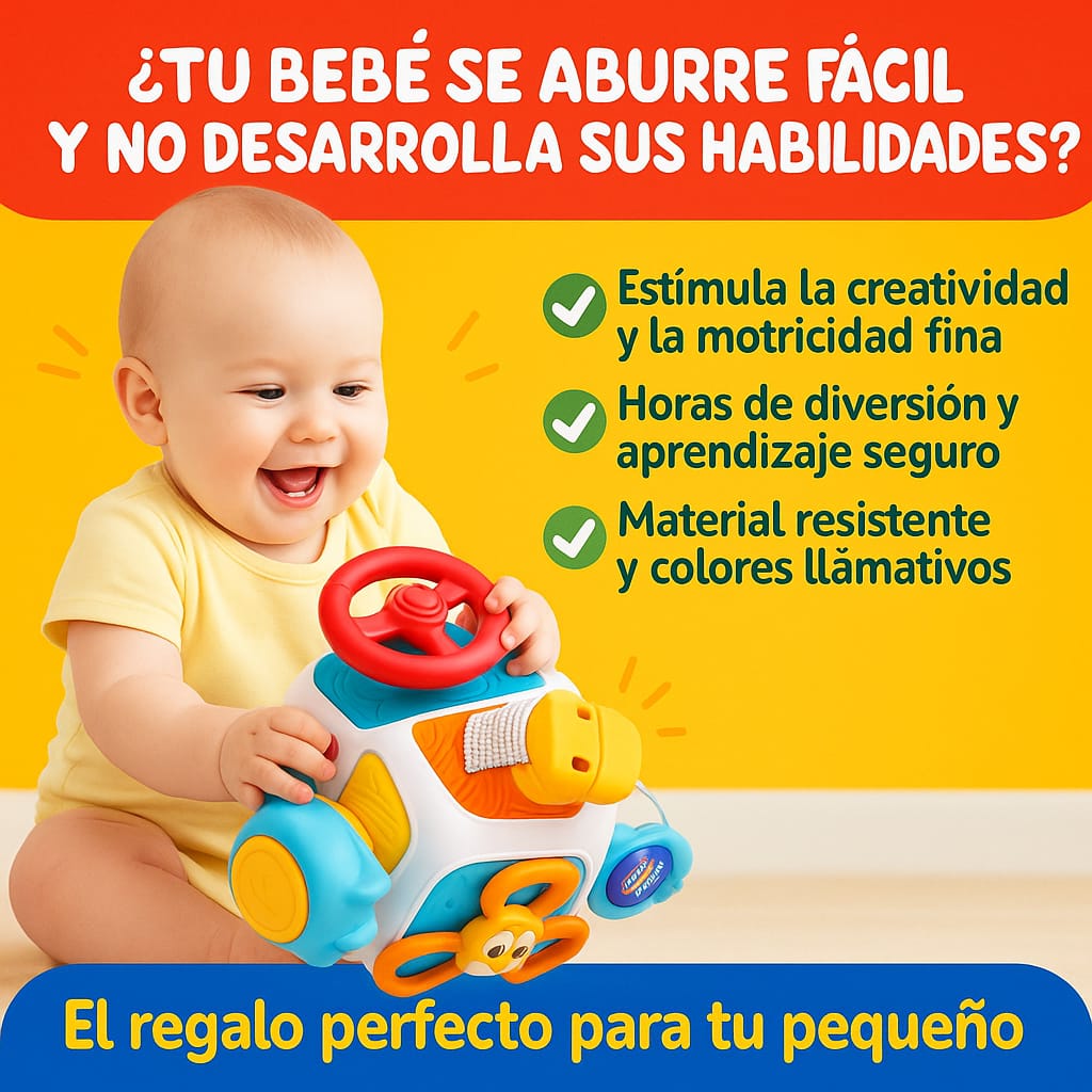 CUBO SENSORIAL DIDACTICO 10 EN 1 DIVERSIÓN GARANTIZADA