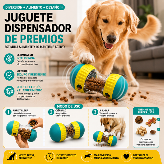 JUGUETE INTERACTIVO PARA PERROS – MENOS ANSIEDAD Y MÁS DIVERSIÓN ✔️